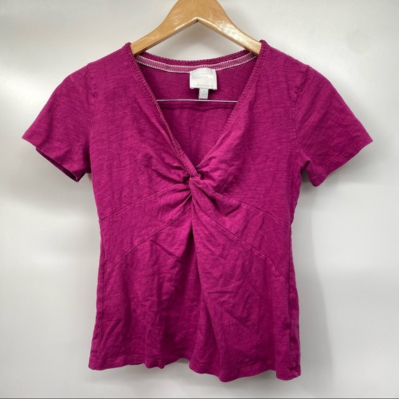 Anthropologie Tops - Anthropologie Ett:Twa Pink Criss Cross Knot Front Shirt M